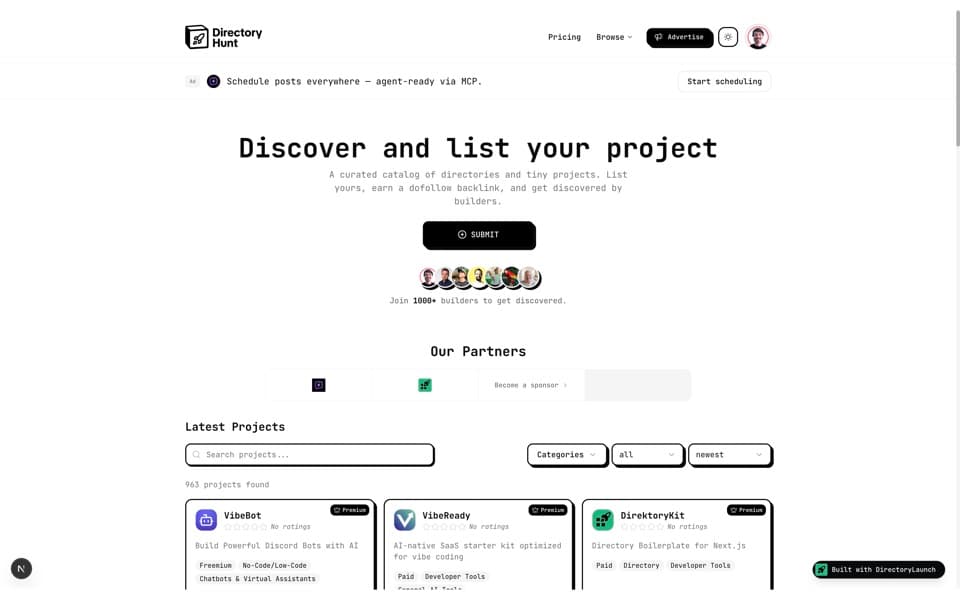 directoryhunt.org homepage